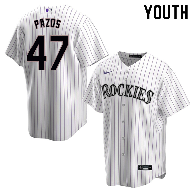 Nike Youth #47 James Pazos Colorado Rockies Baseball Jerseys Sale-White
